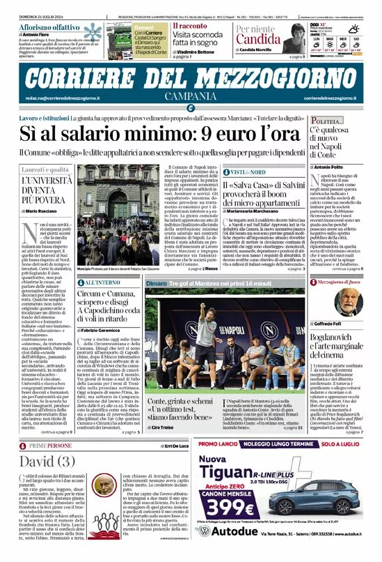 Prima-pagina-corriere del mezzogiorno-del-2024-07-21
